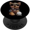Vintage Retro Knitting Cute Lover Women Filato quadrato all'uncinetto per cani Yorkshire Terrier Yorkie Granny PopSockets PopGrip Adesivo