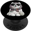 Vintage Retro Knitting Cute Lover Women Samoiedo Dog Granny Square Crochet Yarn Crochet Lover PopSockets PopGrip Adesivo