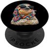 Vintage Retro Knitting Cute Lover Women Filato quadrato per uncinetto, motivo: bradipo pigro nonna, carino PopSockets PopGrip Adesivo