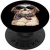 Vintage Retro Knitting Cute Lover Women Shih Tzu Dog Granny - Filato quadrato per uncinetto, per amanti dell'uncinetto PopSockets PopGrip Adesivo