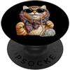 Vintage Retro Knitting Cute Lover Women Tabby Cat Orange Cat Granny - Filato quadrato per uncinetto PopSockets PopGrip Adesivo