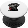 Pawprint & Co Black Lab - Ritratto di cane labrador con fiocco rosso PopSockets PopGrip Adesivo