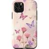 Floral Aesthetic Flower Botanical Gifts Custodia per iPhone 11 Pro Rosa Viola Rose Farfalle Fiori Floreali Natura Colorato
