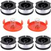 HTBAKOI 6 Pezzi Rocchetto Filo di Ricambio Tagliabordi Compatibile con Black & Decker Filo Decespugliatore, 9.15m Ø1.65mm, + 2 Copri Bobina + 2 Molla di Ricambio, AF-100 A6481 A6485, Bobine per Tagliaborda