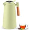 VOHESEA Thermos da 1 l con indicatore di temperatura a LED, caffettiera isolata sottovuoto, in doppio inserto in vetro, 12 ore, calda/24 ore, a prova di perdite, con un pulsante senza BPA, per la casa e