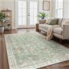 GENIMO Tappeto Morbido a Pelo Corto, 160x230 cm, Lavabile in Lavatrice, Antiscivolo, Stile Boho Vintage, Elegante per Camera da Letto, Soggiorno, Sala da Pranzo, Colore Verde Salvia