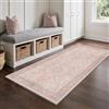 GENIMO Tappeto Boho Vintage, Lavabile in Lavatrice & Antiscivolo, Tappeto per Camera da Letto, Soggiorno o Cucina,Rosa Antico/Crema, 80x150 cm
