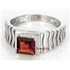 Artik Jewels Naturale Granato Gemma Con 14K Placcato Oro Bianco Anello Argento per Uomo #709