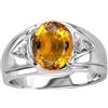 Artik Jewels Naturale Citrino Gemma Con 14K Placcato Oro Bianco Anello Argento per Uomo AJ686