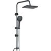 LLFFSSDG Colonna doccia fissa con rubinetto monocomando - Set doccia rettangolare 29 x 19 cm nero - Kit completo con soffione a mano e pannello per pioggia - acciaio inossidabile e ottone