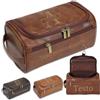 Umitive Personalizzata Beauty Case da Viaggio Uomo in Pelle, Idea Regalo per Papà o Nonno, San Valentino, Compleanno (Marrone scuro)