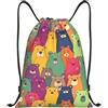 Generic Zaino con Coulisse Colorful Bears Borsa con Coulisse Leggero Drawstring Backpack Pieghevole Sacca da Palestra per Scuola Vacanze Spiaggia