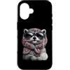 Vintage Retro Knitting Cute Lover Women Custodia per iPhone 16 Filato quadrato per uncinetto Raccoon Opossum Street Cat Granny