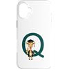 Timowo Studio Custodia per iPhone 16 Plus Giraffa Diploma Lettera Q Alfabeto Animale