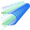 Sokqovt Cavo patch Ethernet sottile Cat6a da 0,2 m (confezione da 24), flessibile, 10 G, 550 MHz, 28 AWG, in rame puro, per armadi di rete, Cat 6, blu