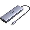 Ugreen Hub USB-C 9 in 1 UGREEN, HDMI 4K, VGA, RJ45, lettore SD TF, USB-A USB-C, nero