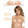 MELLIEX Reggiseno Adesivo Senza Spalline Reggiseno Adesivi Invisibile Donna Push up Bra per Abito Senza Schienale, Abiti da Sposa, Nudo - B