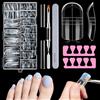 MELLIEX 150 Pezzi Unghie Finte Nail System Dual Toenail Form, Lunghe Quadrate Unghie Nail Form Riutilizzabili Dual Form Unghie con Separatore, Pennello Polygel a Doppia Estremità e Lima
