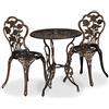 Relaxdays Set da Bistrot da 3, Tavolino da Giardino, 2 Sedie, Balcone, Stile Ferro Battuto, in Alluminio, Bronzo