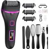 Wolady Pedicure Elettrico Professionale,Set Calli Rimozione Ricaricabile,con 3 Rulli di Ricambio,Illuminazione, kit pedicure,Illuminazione, pedicure elettrico professionale piedi (nero)
