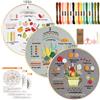 AiQInu Kit Ricamo Principianti per Imparare 40 Punti, 3 Pezzi Embroidery Kit con 16 Colori di Filo, Telaio Bambù 20cm, Forbici, Aghi, Istruzioni, DIY Set Ricamo per Adulti