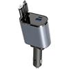 FENIX HOME Caricatore Auto 4 in 1 120W con Cavi Retrattili USB-C e Lightning, 2 Porte USB Extra, Display LED Voltmetro, Ricarica Rapida per Smartphone, Tablet, iPhone e Android