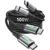 INIU Cavo USB Type-C to Type [Nero,1m+1m] 100W PD Cavo USB C USB C QC4,0 Nylon di Ricarica Rapida Tipo C a USB C compatibili con Samsung S21 S20 Note iPad MacBook Pro Huawei Xiaomi