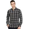 The Indian Garage Co Camicia da uomo, cotone, vestibilità aderente, a quadretti, maniche complete, colletto largo, camicia casual, nero, S