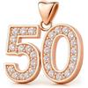 Charmbar 50 ciondoli in argento Sterling S925 con oro rosa per braccialetti con ciondoli European Style da donna - regalo di 50° compleanno per sua mamma, figlia, sorella, moglie, Oro rosa