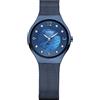 BERING Solar 14427-393 Orologio da polso da donna, cassa in acciaio inossidabile blu da 27 mm e quadrante blu, cinturino in maglia milanese, vetro zaffiro, 5 ATM