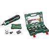 Bosch 06039C6000 PushDrive Cacciavite, Batteria da 1.5 Ah, Numero Vuoto 360 Giri/min, in Custodia, 3.6 V + 2607017195 Set di Punte, Trapano e Chiavi, 91 pezzi