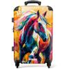 NoBoringSuitcases.com © Valigia rigida con ruote Trolley medio Valigia grande Llucchetto TSA (Opera d'arte a olio di un cavallo al galoppo), (Valigia media 67x43x25 cm)