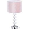 Relaxdays Lampada da Tavolo, Paralume in Velluto & Base in Cristallo, HxD: 47 x 26 cm, Abat-Jour Classica, Salotto, Rosa