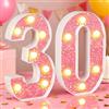 gobutend Decorazioni per il 30° compleanno, luci a LED, luci rosa, numero 30 per ragazze, festa di compleanno, anniversario, decorazione per la casa