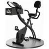 HOMCOM Cyclette Pieghevole 2 in 1, Resistenza Magnetica Regolabile 8 Livelli, Cyclette da Casa Silenziosa con Sensore Cardiaco, Sedile Regolabile, Bande Elastici, Schermo LCD, Ruote, Azzurro
