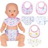 Aolso Bavaglini e Pannolini per Bambole, Set di 6 Accessori per Bambole Bavaglini e Pannolini in Tessuto per Bambole, Lavabile, Riutilizzabile, Idee Regalo per Bambini