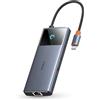 Baseus Hub USB C 10Gbps Adattatore USB 3.2 con Gigabit Ethernet, 4K@60Hz HDMI, 2 USB-A, USB-C, 100W PD, 6 in 1 Docking Station per iPhone 15, Computer per MacBook/Surface/Dell/iPad/Steam Deck/Samsung