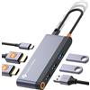 NOVOO Docking Station USB C a Dual HDMI 4K 60Hz, 100W PD, 3 Porte USB A, Adattatore Thunderbolt 3/4 per Dell HP Lenovo Asus, MacBook Pro Air
