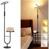 LuminexDesigns Lampada da Terra LED con Tavolino, 36W Piantana LED Dimmerabile con Telecomando e Touch, Lampada Soggiorno da Terra, Lampada da Terra Design Nera, Testa Girevole 360°, 4 Temperature Colore AVEN MF19