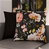 PETTI Artigiani Italiani - Coppia di Federe Cuscino 35x35 cm in Microfibra, Cuscini Arredo Camera da Letto, Divano, Salotto, Set 2 Fodere Copricuscino, Federa Floreale Nero, 100% Made in Italy