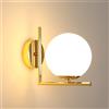 DELIPOP Applique da Parete Interno Vintage, E27 Lampada da Parete Moderno di Sfera Vetro, Oro Lampada a Muro per Camera da Letto Soggiorno Cucina Studio Corridoio