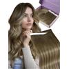 Fshine Extension Capelli Veri Biadesivo Genius PU Trama Lunga Extension Biadesive Capelli Veri Castano Scuro con Meches Biondo Chiaro 55 cm 50 g 1 pc Lisci Extensions Biadesive Umani Compleanno 3 8 22