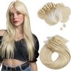 Moresoo Extension Microring Capelli Veri Biondo Platino Remy Umani Extension Capelli con Anellini Invisibili Biondo 35 cm 50g 50 Ciocche #60