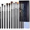 Jessup pennelli ombretto Set pennelli make up 12 pezzi Set pennelli trucco occhi premium professionale sfumato Smoky Shader Pennello correttore Nero Argento T339
