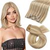 Moresoo Extension Capelli Veri Clip Fascia Unica 25cm #P16/22 Biondo 5p 80g