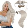 Moresoo Extension Capelli Veri Cheratina Invisibili Biondo Bianco Extension Cheratina Capelli Veri Biondo #60A 55 cm 50g 50 Ciocche