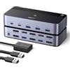 UGREEN Switch KVM DisplayPort 2 Ingressi 2 Uscite 8K 60Hz 4K 240Hz Doppio Schermo Commutatore KVM con 4 Porte USB 3A1C 5Gbps per Tastiera, Mouse, Disco Rigido, Controller da Ufficio, Cavi USB Inclusi