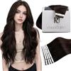RUNATURE Extension Capelli Veri Biadesivo 70cm 20pcs 50g Lunghi Marrone Scuro Extension Capelli #2
