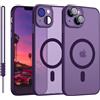 YUANDMI Cover Magnetica per iPhone 13 Compatibile con MagSafe, Cover Custodia Per iPhone 13 Traslucida Opaca Case Ultra-Sottile Silicone Anti-Scivolo Resistente ai Graffi, Viola Scuro