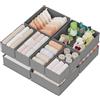 XIVIRACK Set di 10 Organizer Cassetti, Organizzatore per Armadio, Scatole di Stoccaggio Pieghevoli in TNT, per Calze,Biancherie, Reggiseni, Cravatte, Sciarpe, Grigio